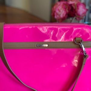 Minkoff Hot pink patent leather laptop case